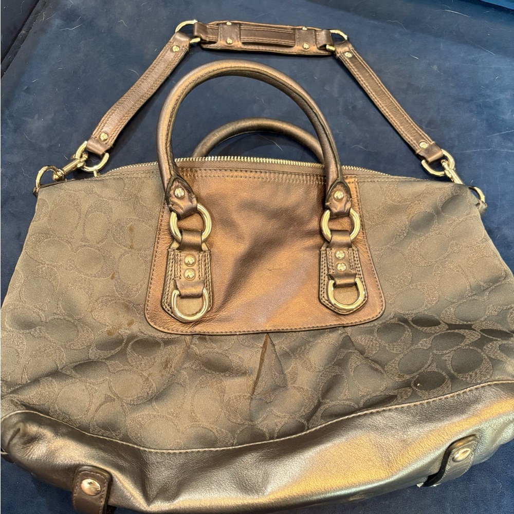 Coach Bag with Rich Silver/Gray and Deep Purple Interior